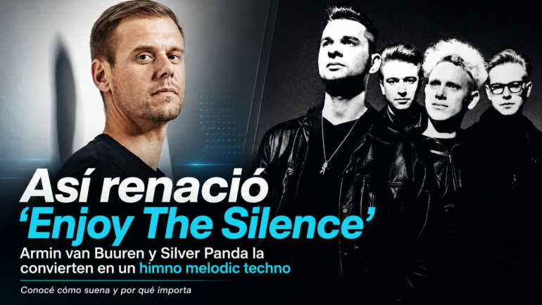 Promotional banner about Armin van Buuren and Silver Panda turning 'Enjoy The Silence' into melodic techno.